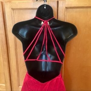 Halter dress with open crisscross back